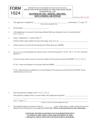 Form 1024 Application for Extension of Time for Filing Proof of Beneficial Use - Mining, Milling, Dewatering or Power - Nevada, Page 3
