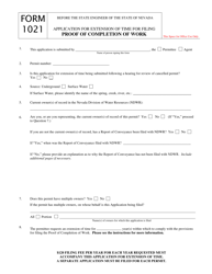 Form 1021 Application for Extension of Time for Filing Proof of Completion of Work - Nevada, Page 3