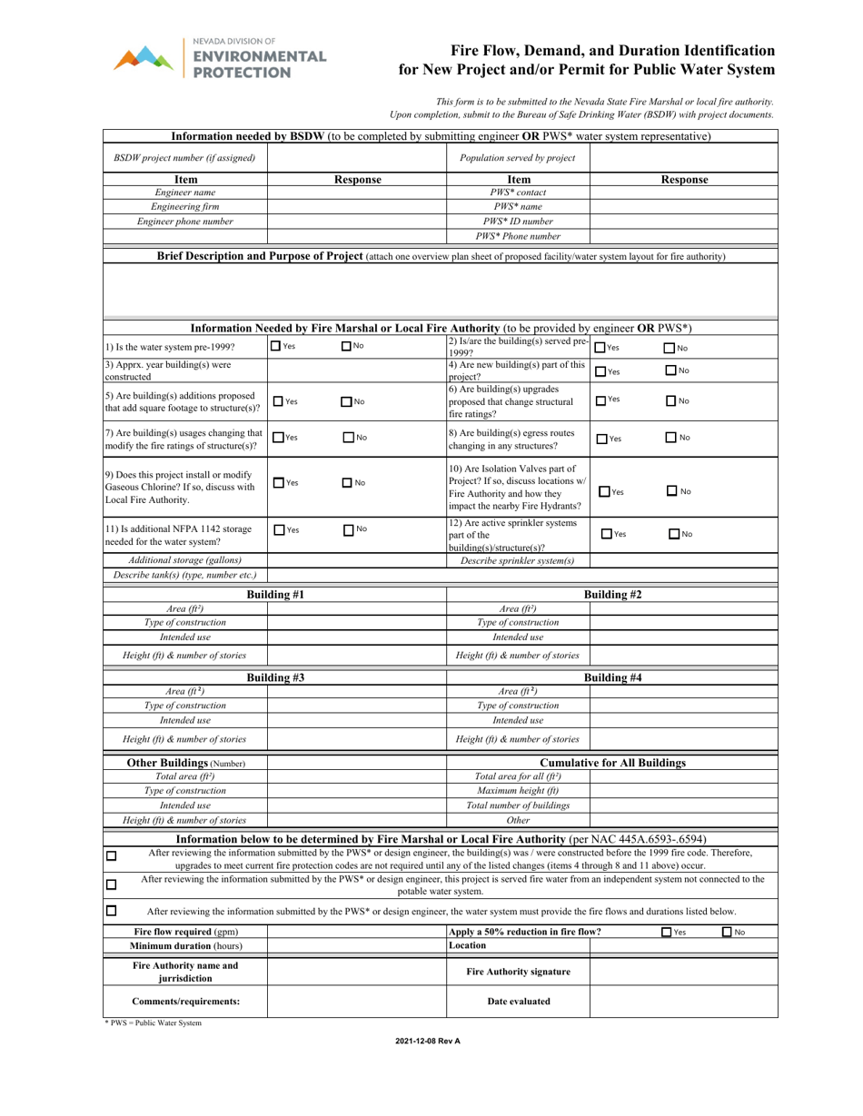 Fire Flow, Demand, and Duration Identification for New Project and / or Permit for Public Water System - Nevada, Page 3
