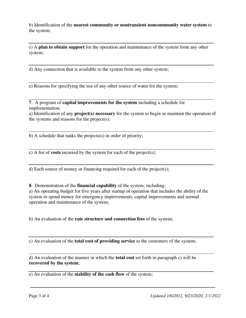 Plan to Operate a Public Water System - Nevada, Page 3