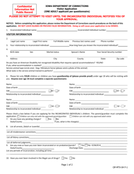 Visitor Application (One Adult Applicant Per Questionnaire) - Iowa