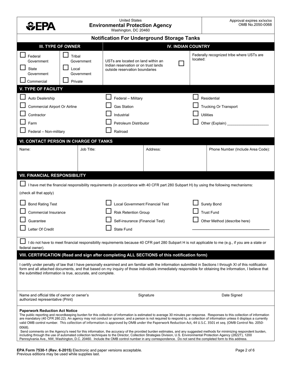 EPA Form 7530-1 Notification for Underground Storage Tanks, Page 2