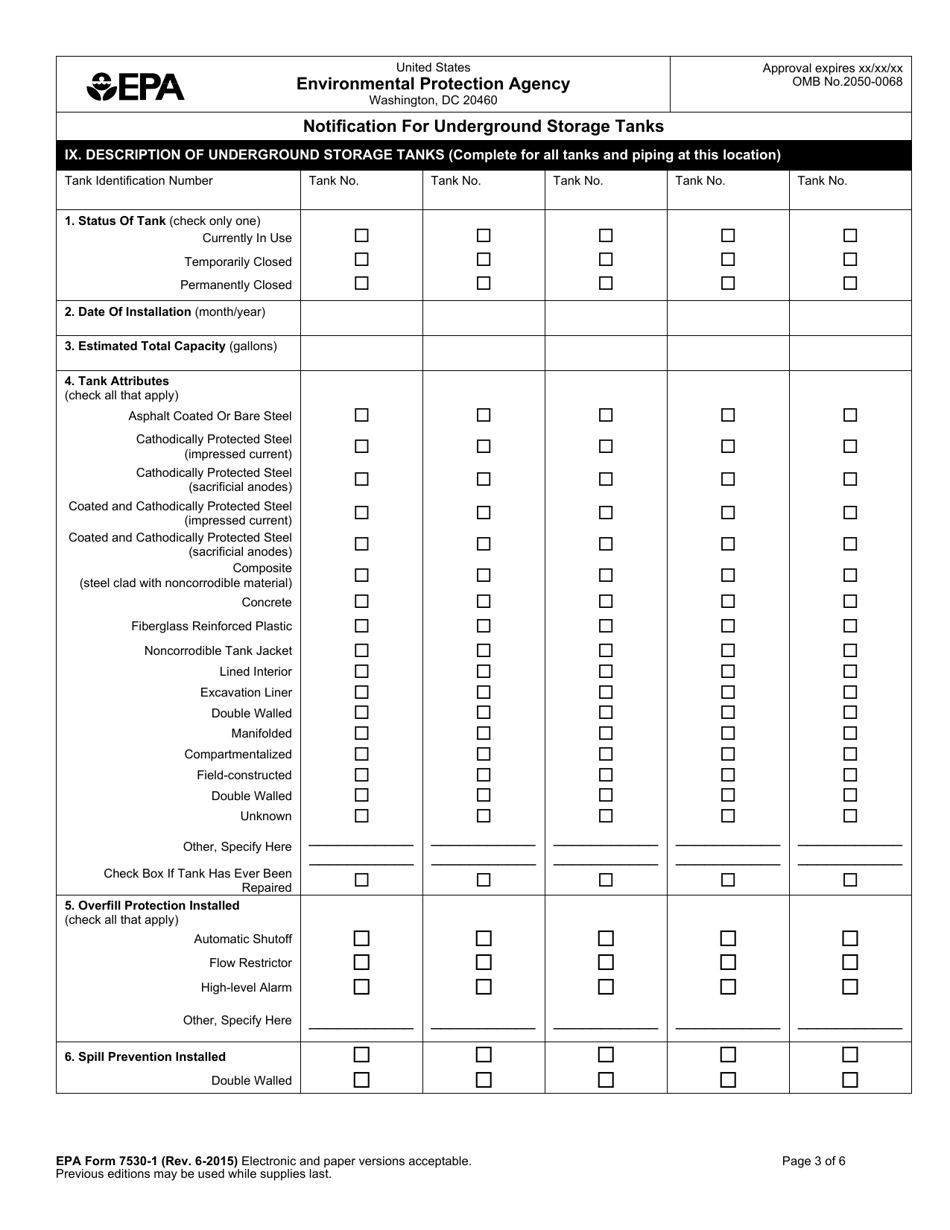 EPA Form 7530-1 Notification for Underground Storage Tanks, Page 3