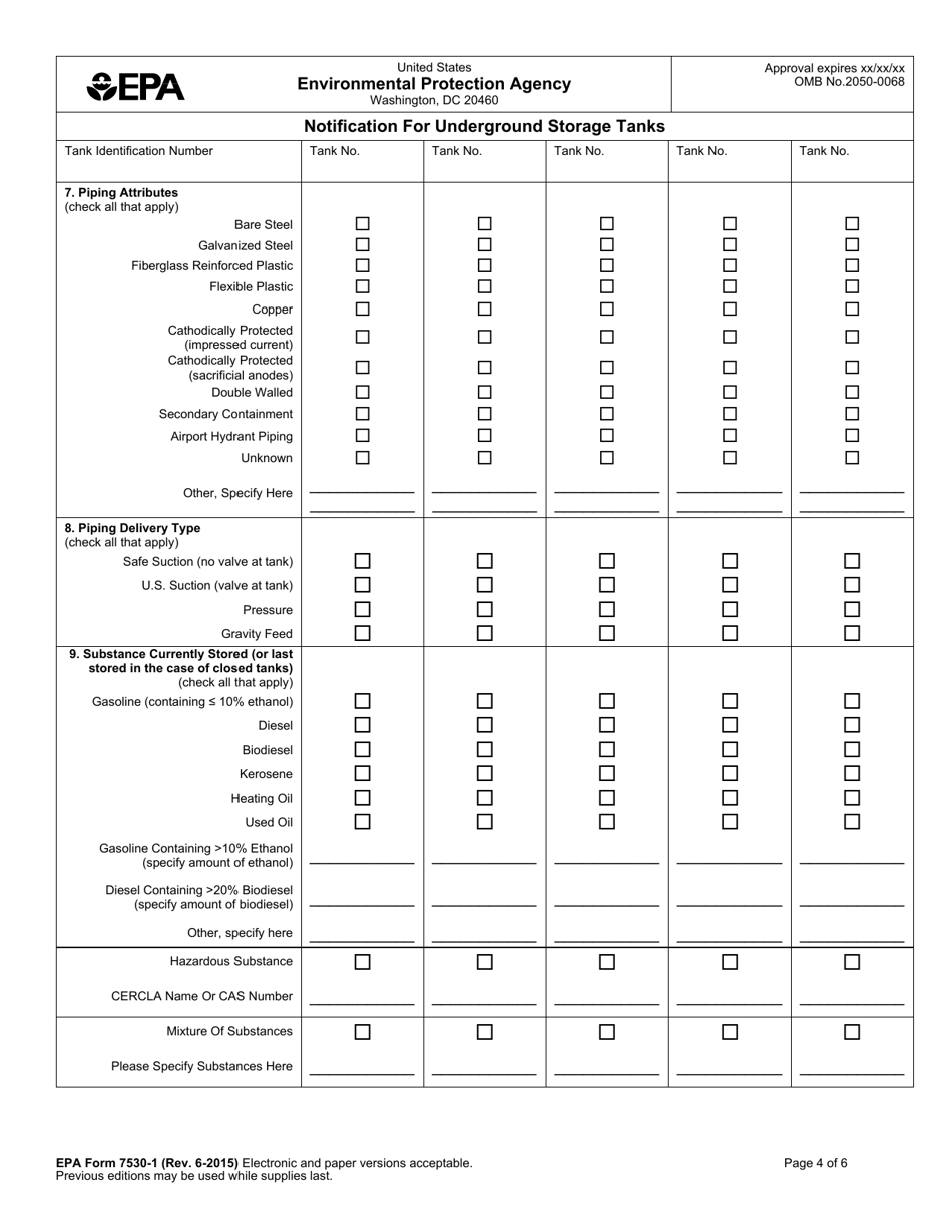 EPA Form 7530-1 Notification for Underground Storage Tanks, Page 4