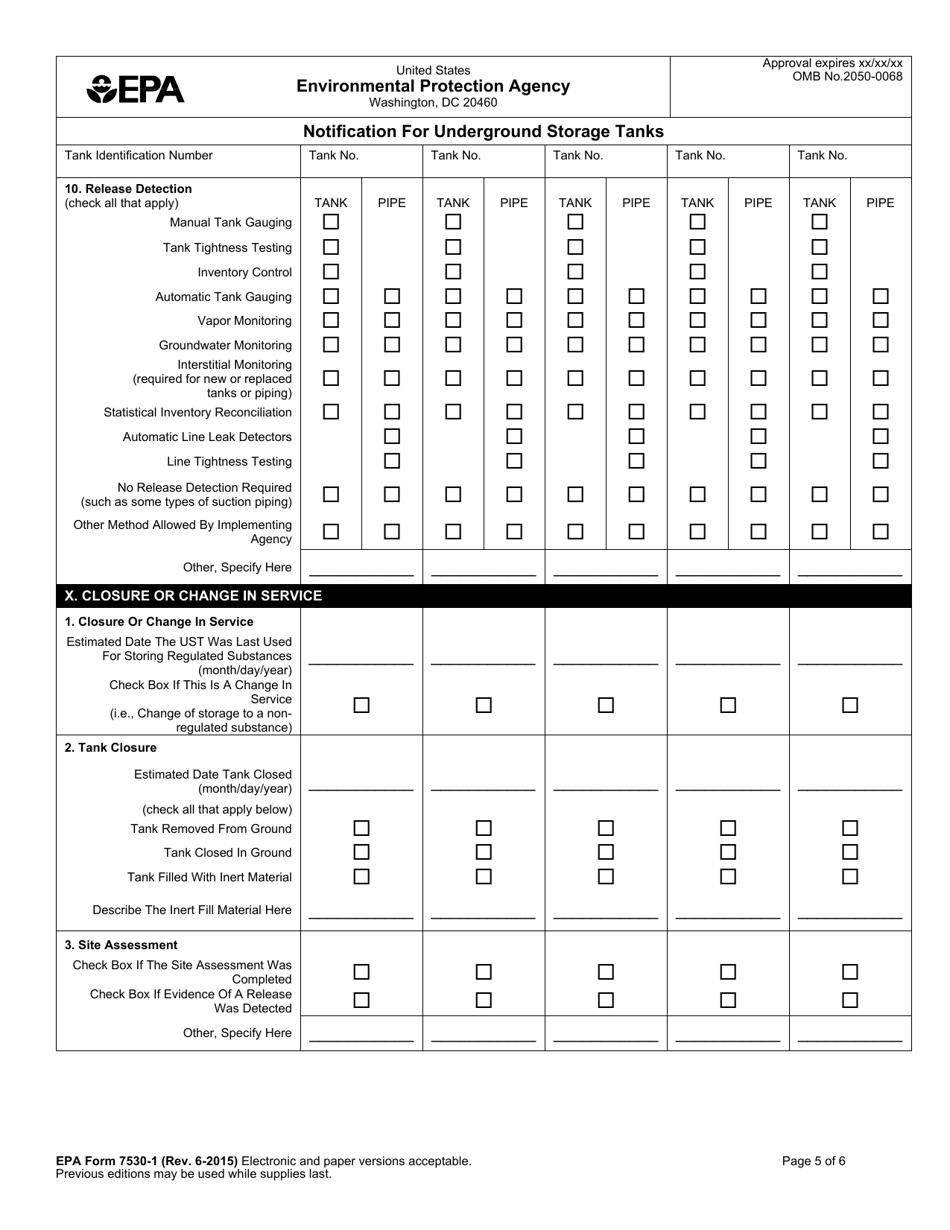 EPA Form 7530-1 Notification for Underground Storage Tanks, Page 5