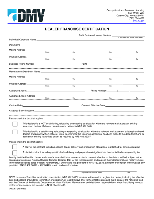 Form OBL253  Printable Pdf