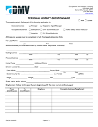 Document preview: Form OBL242 Personal History Questionnaire - Nevada