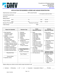 Form OBL237 Application for Business License and Garage Registration - Nevada