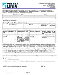Form OBL237 Application for Business License and Garage Registration - Nevada, Page 2
