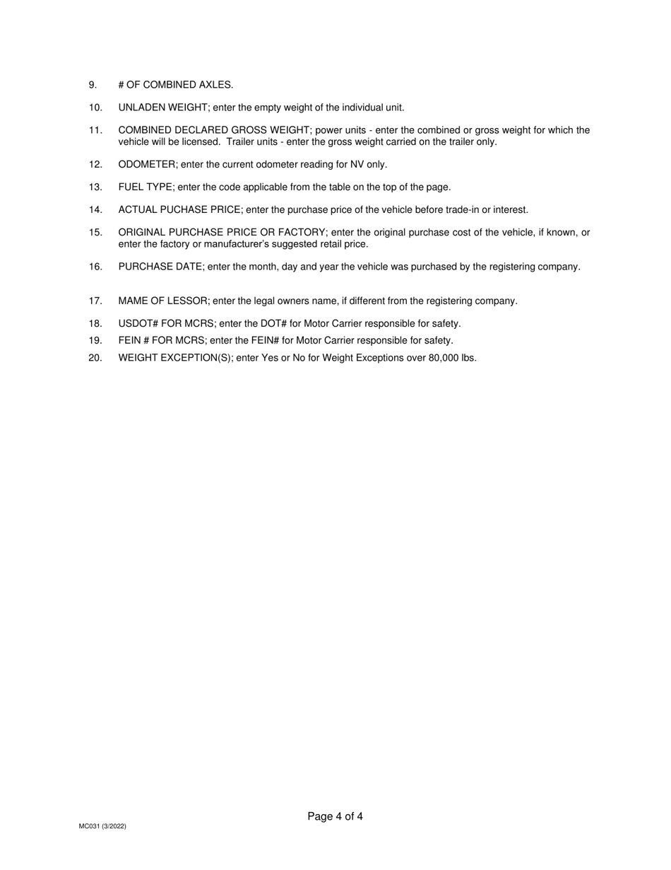 Instructions for Form MC011, MC003 Schedule A, B - Nevada, Page 4