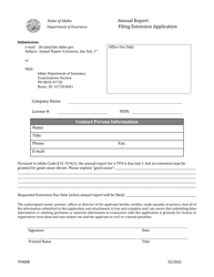 Form TPA008 &quot;Tpa Annual Report Filing Extension Application&quot; - Idaho
