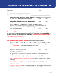 Document preview: Long-Term Care Visitor and Staff Screening Tool - Indiana