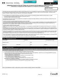 Forme BSF699 Demande De Restitution De Titre(S) De Voyage Et De Document(S) D&#039;identite Saisi(S) - Canada (French)