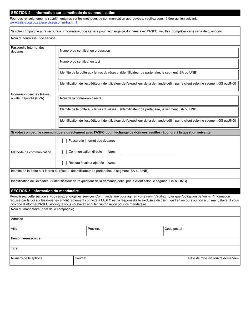 Forme BSF905 Declaration Dexportation Du Fret Maritime Formulaire De Demande - Echange De Donnees Informatisees (Edi) - Canada (French), Page 2
