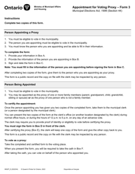 Document preview: Form 3 (9502P) Appointment for Voting Proxy - Ontario, Canada