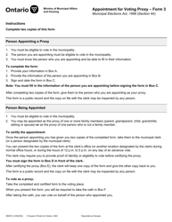 Form 3 (9502P) &quot;Appointment for Voting Proxy&quot; - Ontario, Canada