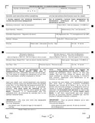 Form PWGSC-TPSGC2196 Naming or Substitution of a Beneficiary - Canada (English/French), Page 2