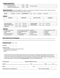 Iowa Initial Refugee Health Assessment Form - Iowa, Page 2