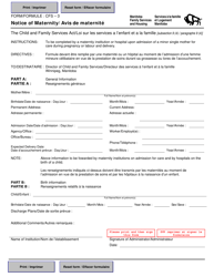 Document preview: Form CFS-3 Notice of Maternity - Manitoba, Canada (English/French)