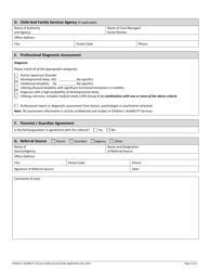 Children&#039;s Disability Services Referral and Intake Application - Manitoba, Canada, Page 2