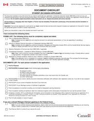 Form IMM5555 &quot;Document Checklist - Student (In Canada Applicant)&quot; - Canada