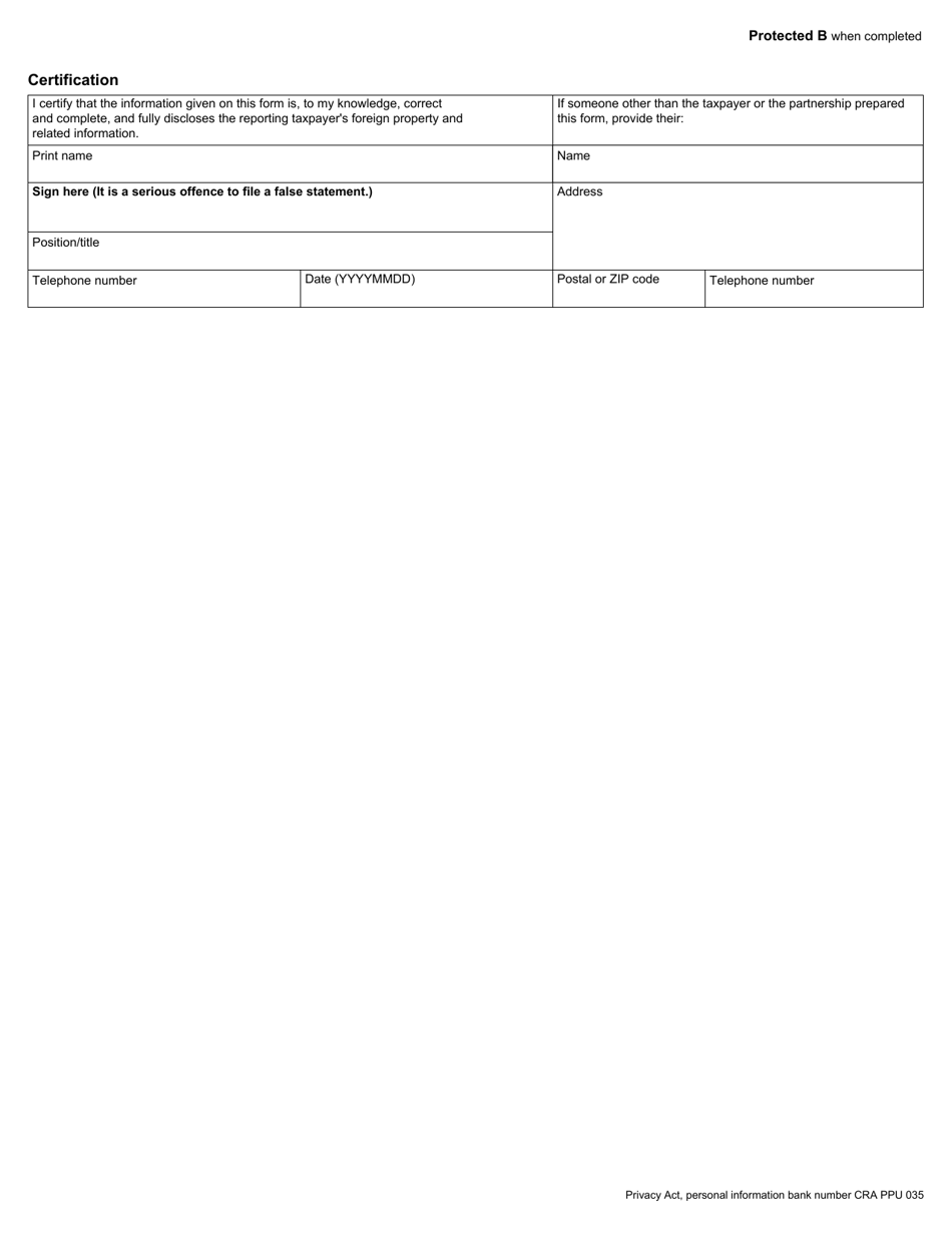 Form T1135 Foreign Income Verification Statement - Canada, Page 3