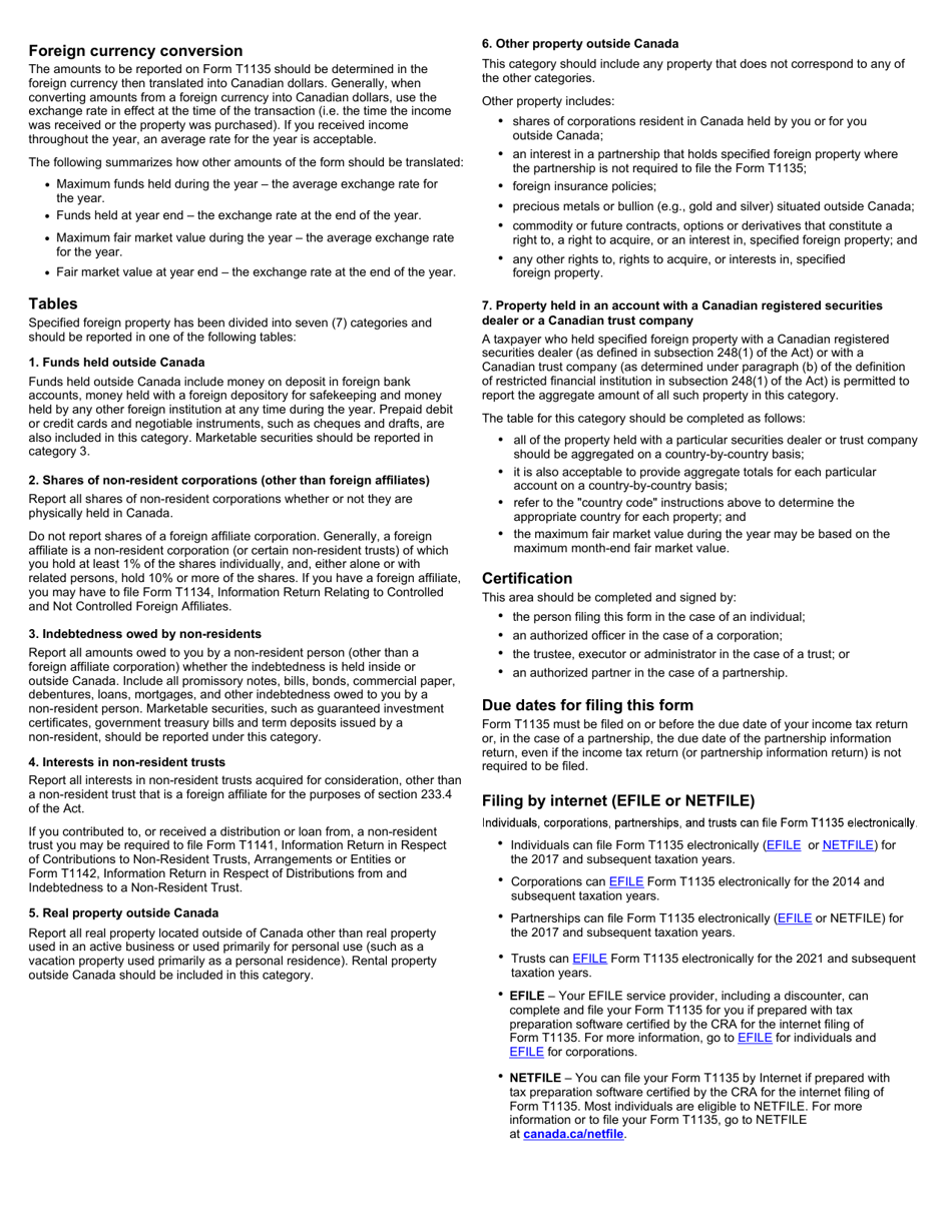 Form T1135 Foreign Income Verification Statement - Canada, Page 5