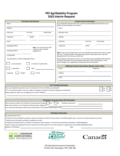 Pei Agristability Program Interim Request - Prince Edward Island, Canada Download Pdf