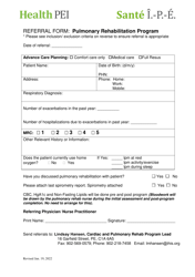 Referral Form: Pulmonary Rehabilitation Program - Prince Edward Island, Canada