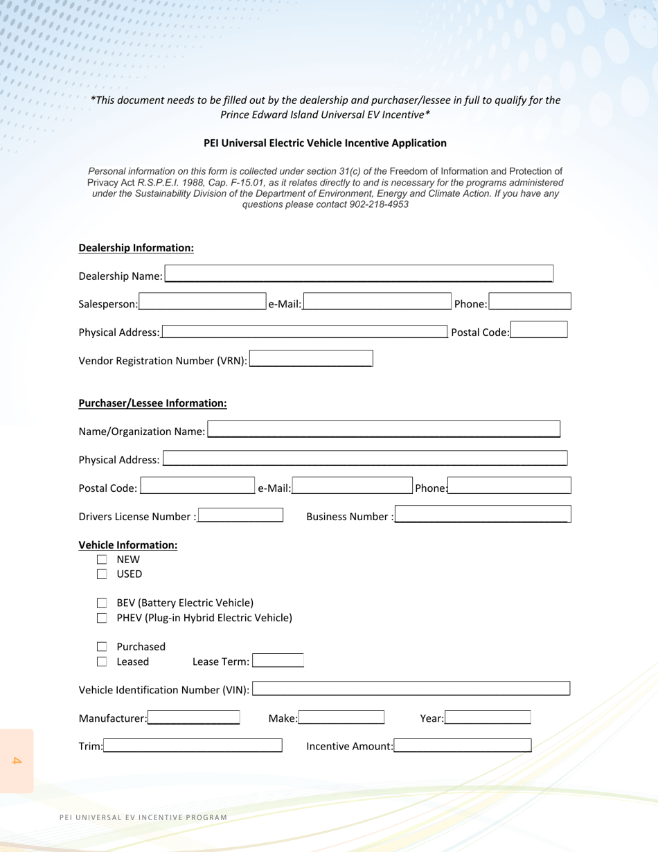 Form DG-628 Pei Universal Electric Vehicle Incentive Application - Prince Edward Island, Canada, Page 4
