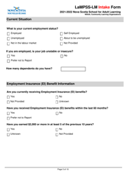 Lampss-Lm Intake Form - Nova Scotia, Canada, Page 5