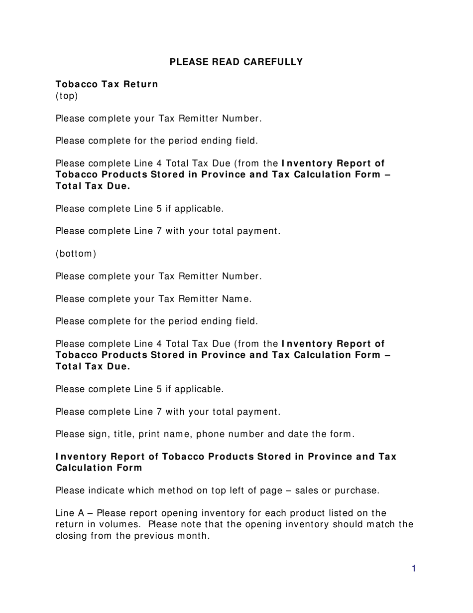 Tobacco Tax Return (Wholesaler Accountable) - Newfoundland and Labrador, Canada, Page 6