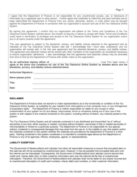 Tax Clearance Online System Registration Form and User Agreement (Law Firm) - Newfoundland and Labrador, Canada, Page 3