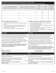Form NWT9246 Application for an Interim Professional Teaching Certificate and Salary Evaluation - Northwest Territories, Canada (English/French), Page 5