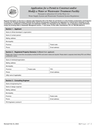 &quot;Application for a Permit to Construct and/or Modify a Water or Wastewater Treatment Facility&quot; - Prince Edward Island, Canada