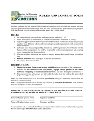 Document preview: Envirothon Rules and Consent Form - Prince Edward Island, Canada