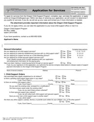 Form CSF03 0574 &quot;Application for Child Support Services&quot; - Oregon