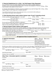 Form CSF03 0574 &quot;Application for Child Support Services&quot; - Oregon, Page 2