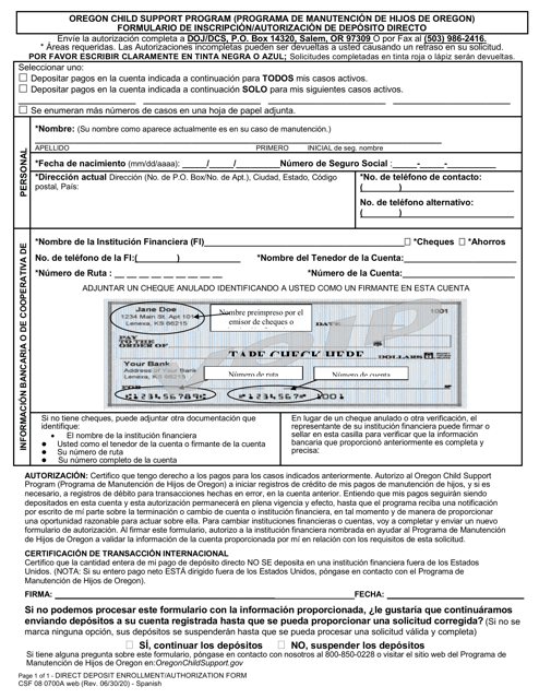 Formulario CSF08 0700A  Printable Pdf