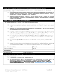 Manufacturer Certification for Listing on the Oregon Smokeless Tobacco Directory - Oregon, Page 2