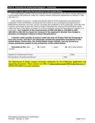 Participating Manufacturer Certification for Listing on the Oregon Tobacco Directory - Oregon, Page 4