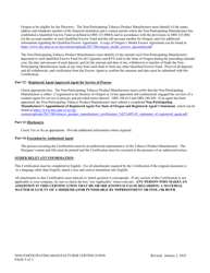 Instructions for Non-participating Manufacturer Certification for Listing on the Oregon Tobacco Directory - Oregon, Page 5