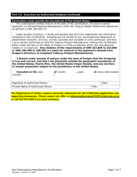 Non-participating Manufacturer Certification for Listing on the Oregon Tobacco Directory - Oregon, Page 7