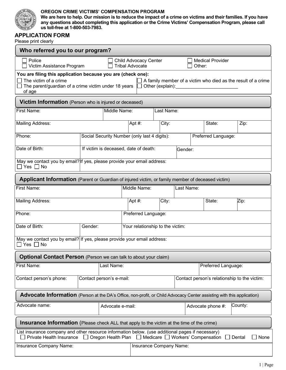 Form DM9441755 Application for Crime Victims Compensation - Oregon, Page 3