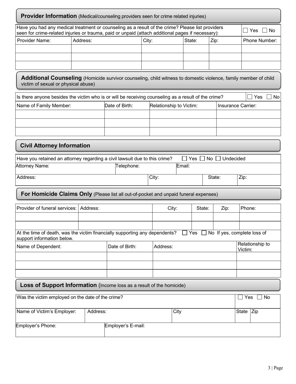 Form DM9441755 Application for Crime Victims Compensation - Oregon, Page 5