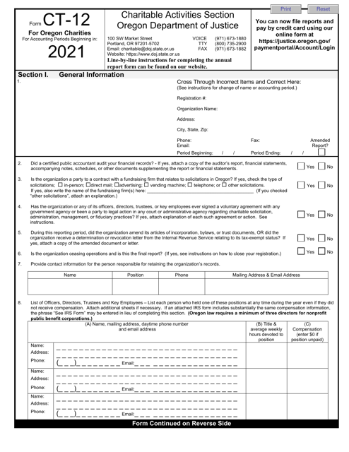 Form CT-12 2021 Printable Pdf