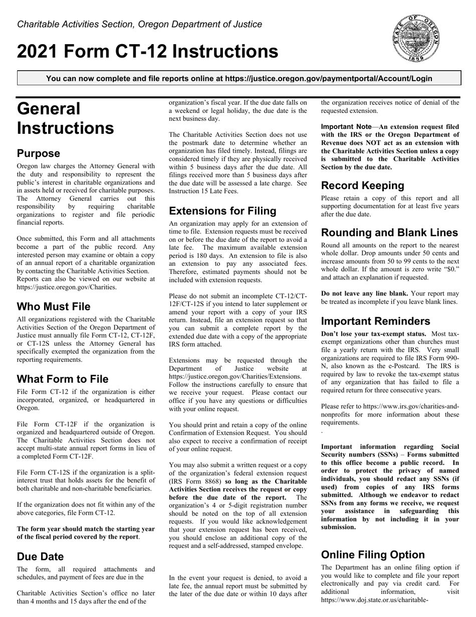 Form CT-12 Charitable Activities Form for Oregon Charities - Oregon, Page 3