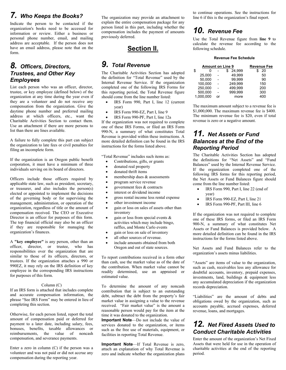 Form CT-12 Charitable Activities Form for Oregon Charities - Oregon, Page 5