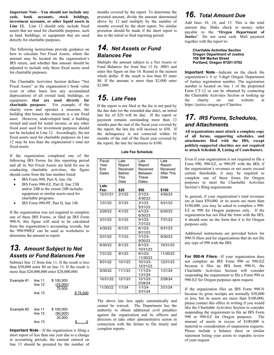 Form CT-12 Charitable Activities Form for Oregon Charities - Oregon, Page 6