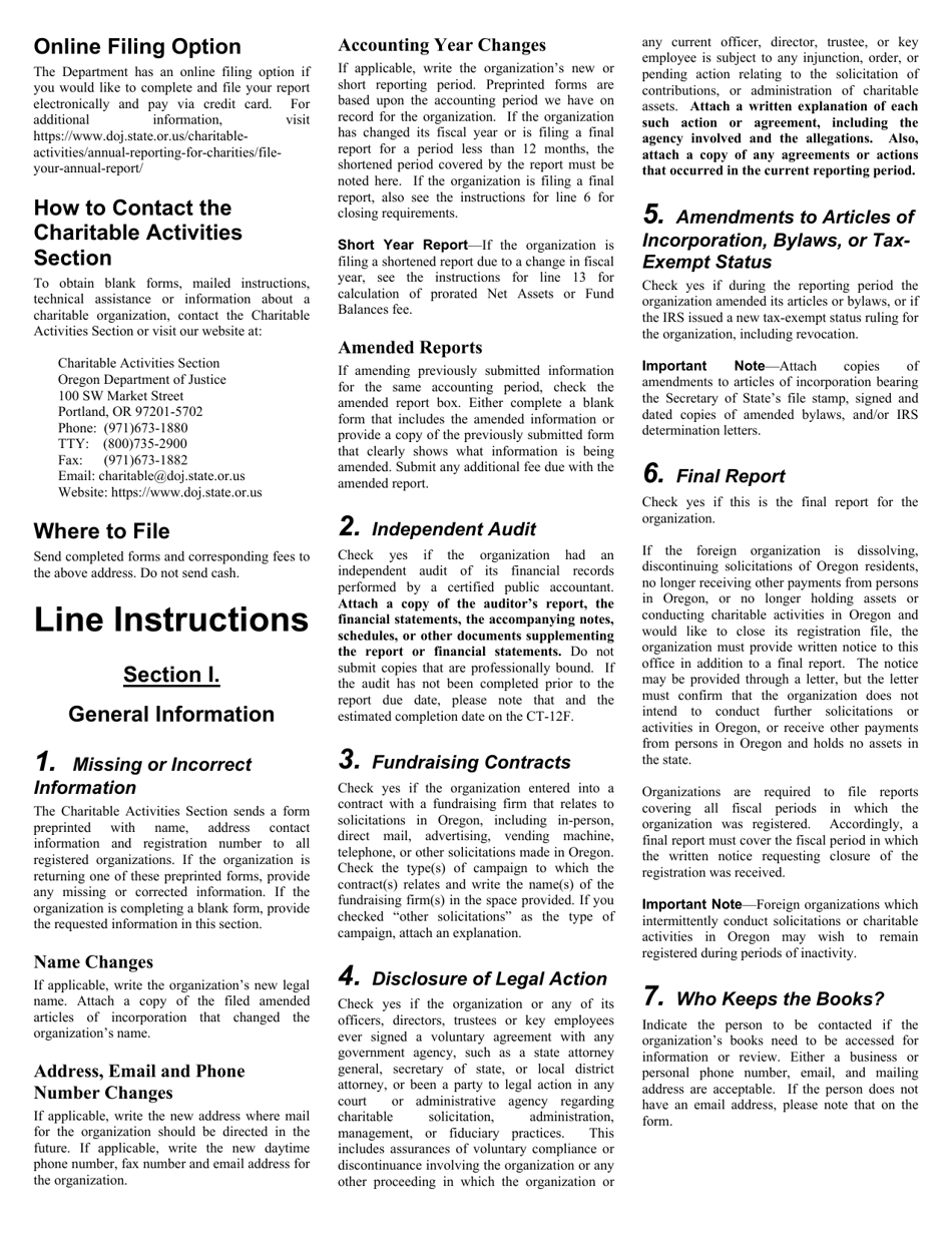Form CT-12F Charitable Activities Form for Foreign Charities - Oregon, Page 4